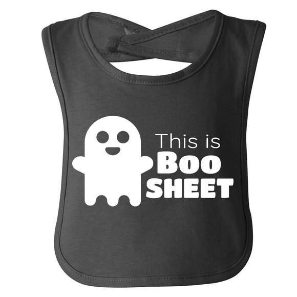 This Is Boo Sheet!  Halloween Baby Bib Black Ghost Hook And Loop Cotton - Picture 1 of 2